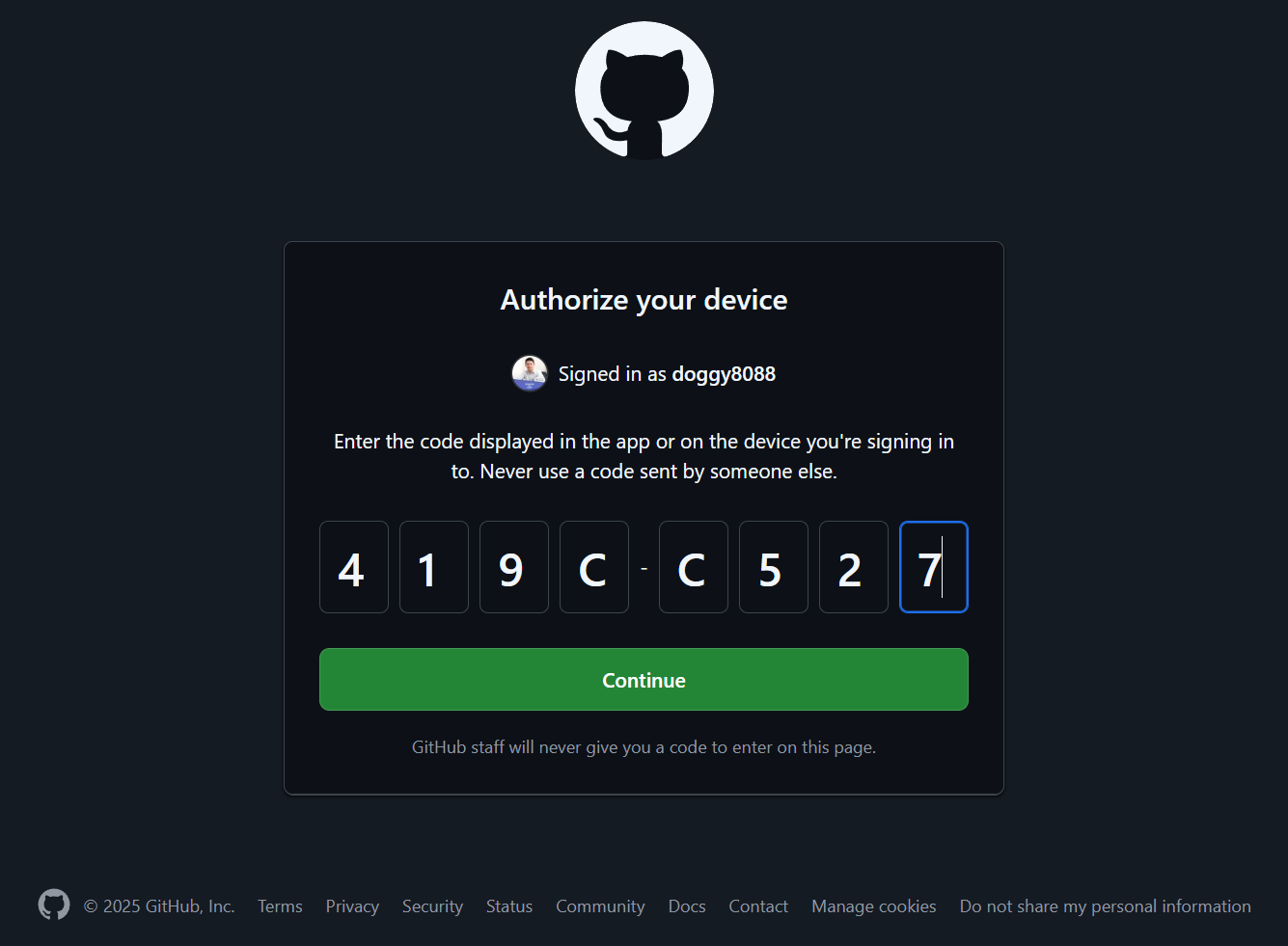 GitHub 授權你的裝置