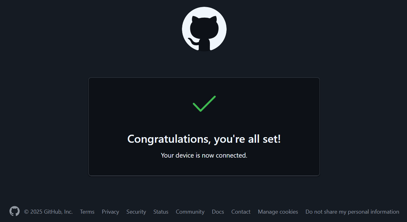 GitHub 裝置啟動成功